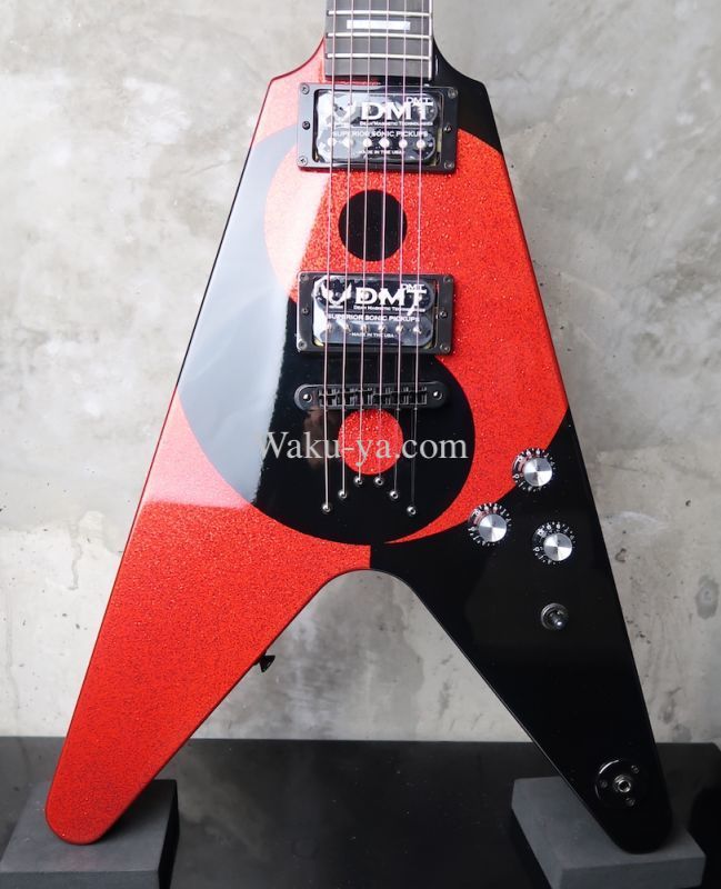 画像1: Dean USA Custom Shop Michael Schenker Flying V Yin Yang / Black & Red Sparkle