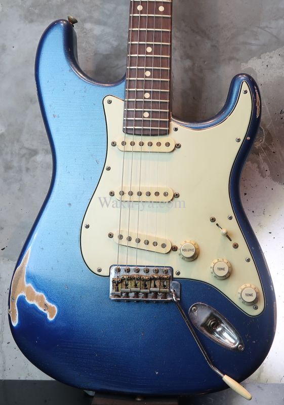 画像1: Davis Custom Guitars Stratocaster VSS Relic / Flame Maple Neck / Cobalt Blue 