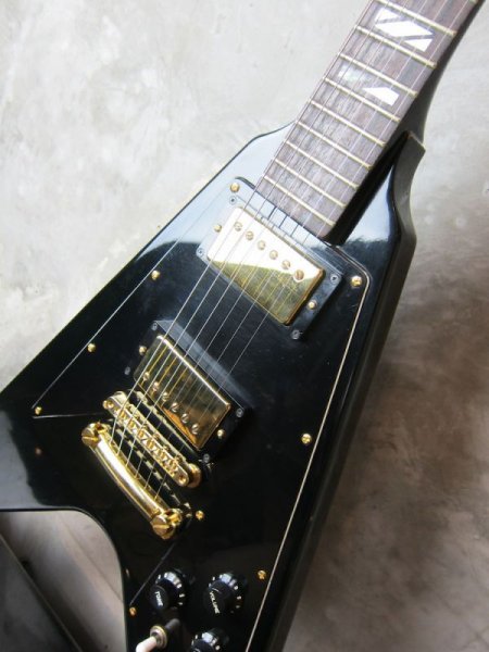 画像4: Greco Flying V 1982 Black "Block Pattern Inlay"  (4)
