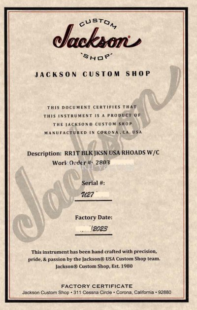 画像2:  Jackson USA Custom Shop  RR-1T /  Through back　Tail / Ebony Board - Gloss Black