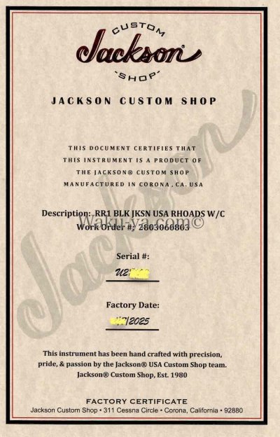 画像1:  Jackson USA RR-1 Randy Rhoads V / Black / Custm Shop　Certificate