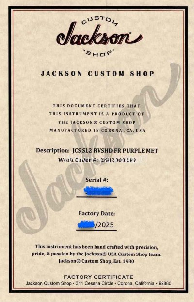 画像2: Jackson USA Custom Shop Reversed Headstock Soloist SL2H / Metallic Purple
