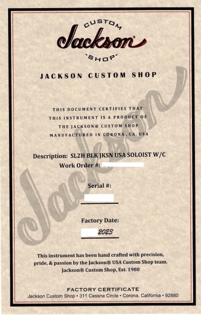 画像1: Jackson Custom Shop Soloist / SL2H / Black